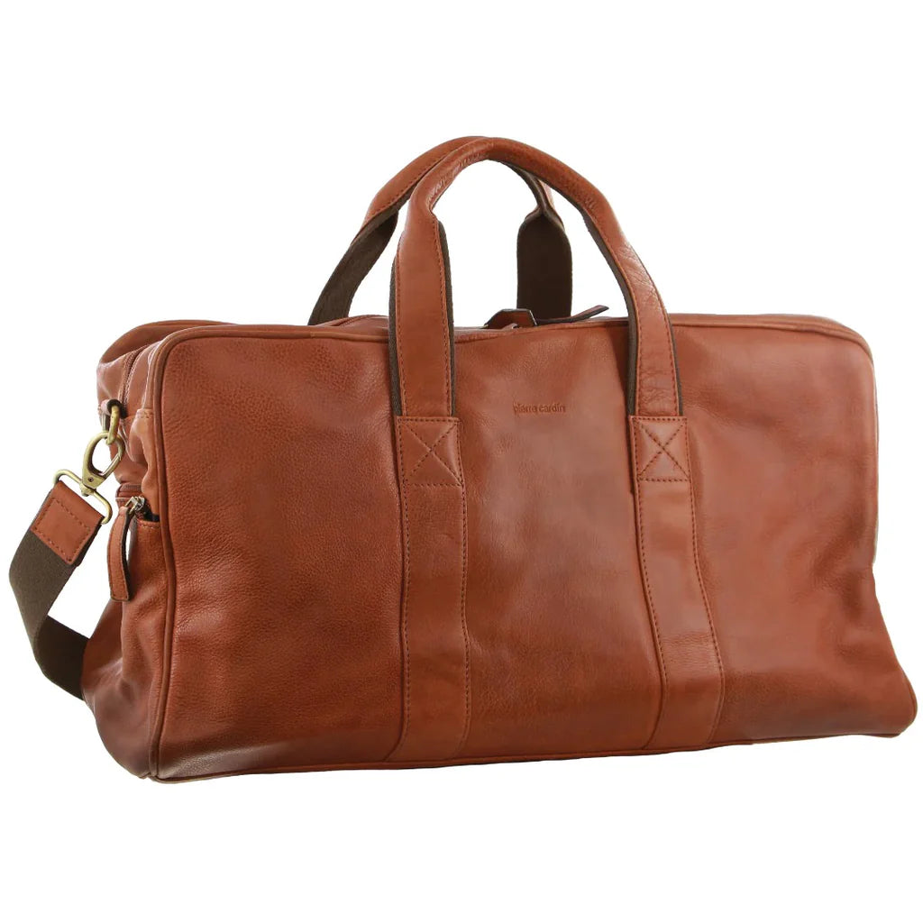 Pierre Cardin Rustic Cognac Leather Duffel Bag Tom Bridget Boutique