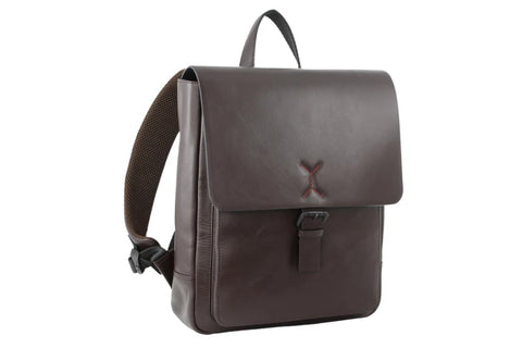 Pierre Cardin Leather Backpack Travel Bag Satchel - Brown