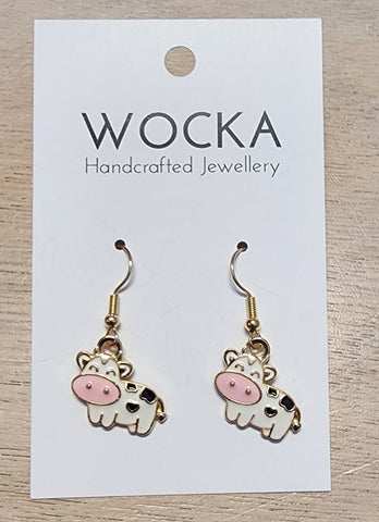 White Cow Earrings