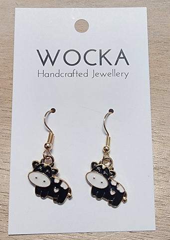 Black Cow Earrings