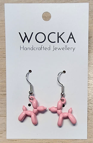 Pale Pink Balloon Dog Earrings