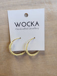 Yellow Beaded Gold Hoops