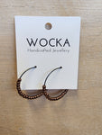 Bronze Beaded Black Hoops