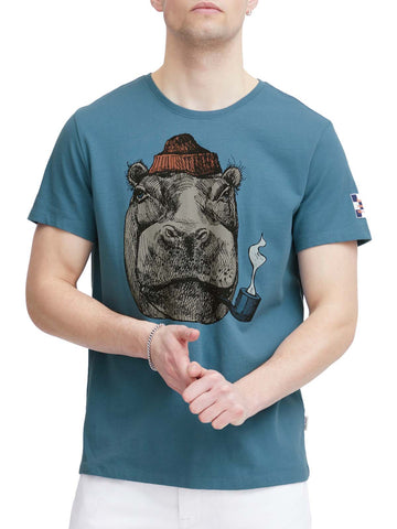 Blend Smoking Hippo Tee - Blue