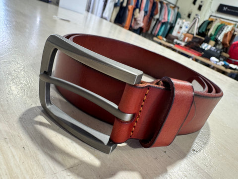 LEATHER BELT - ORANGE 3.5