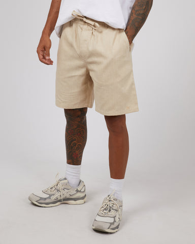 Linen Blend 17" Jogger Shorts - Oat