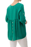 Givoni Button Back Linen Top - Emerald