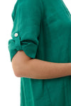 Givoni Button Back Linen Top - Emerald