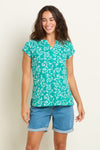 Notch Neck Bamboo Leaves T-Shirt