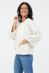 Suzy D Bea Sweatshirt with Balloon Sleeve - Cream