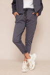 Diagonal Button Front Trackies - Stonewash Navy