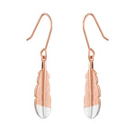 Huia Feather Pendant Earrings - Rose Gold