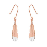 Huia Feather Pendant Earrings - Rose Gold