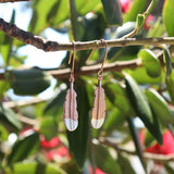 Huia Feather Pendant Earrings - Rose Gold