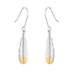 Huia Feather Pendant Earrings - Silver