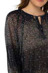 Liverpool L/S Shirred Blouse - Midnight Garden