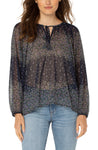 Liverpool L/S Shirred Blouse - Midnight Garden