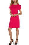 Liverpool Tulip Sleeve Sheath Dress - Pink Punch