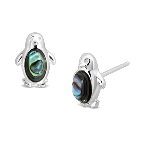 Sterling Silver and Paua Penguin Stud