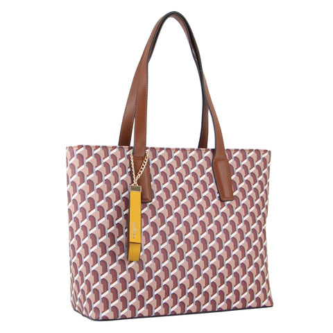 Milleni Geometric Tote Bag - Brown