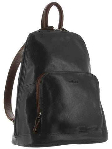 Milleni Leather Backpack - Black/Chestnut