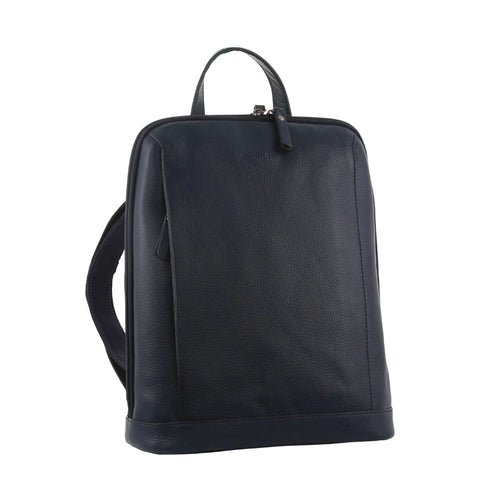 Milleni Nappa Leather Twin Zip Backpack - Navy