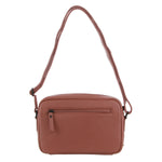 Milleni Leather Ladies Multi-Zip Cross-Body Bag - Rose