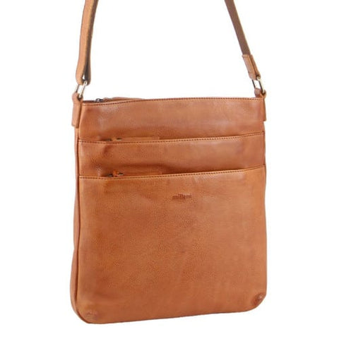 MILLENI NAPPA LEATHER CROSSBODY HANDBAG - COGNAC