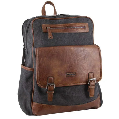 Pierre Cardin Two Tone Canvas Backpack - Black