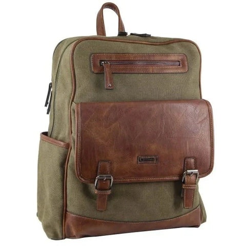 Pierre Cardin Two Tone Canvas Backpack - Brown