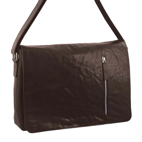 Pierre Cardin Rustic Leather Computer Bag - Brown