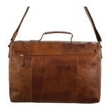 Pierre Cardin Rustic Leather Computer Bag - Cognac