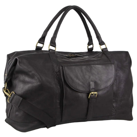 Pierre Cardin Rustic Leather Overnight Bag in Black