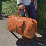 Pierre Cardin Rustic Leather Overnight Bag in Cognac