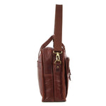 Pierre Cardin Rustic Leather Computer Bag in Chestnut