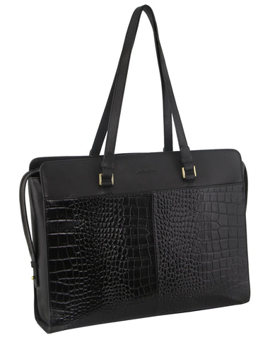 Pierre Cardin Croc-Embossed Leather Laptop Bag