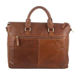 Pierre Cardin Men's Leather Laptop Bag  - Dark Tan