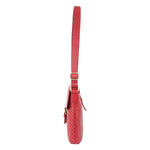 PIERRE CARDIN WOVEN LEATHER CROSS BODY BAG WITH FLAP - RED