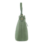 HERRINGBONE EMBOSSED LEATHER TOTE - GREEN