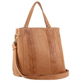 Pierre Cardin Herringbone Embossed Leather Tote - Tan