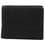 PIERRE CARDIN WOVEN EMBOSSED MEN'S TRI-FOLD WALLET - BLACK