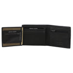 PIERRE CARDIN WOVEN EMBOSSED MEN'S TRI-FOLD WALLET - BLACK