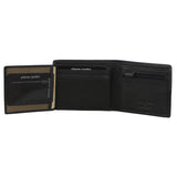 PIERRE CARDIN WOVEN EMBOSSED MEN'S TRI-FOLD WALLET - BLACK