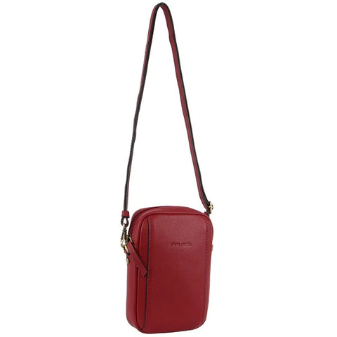 Pierre Cardin Two Tone Urban Look Leather Crossbody Bag - Red