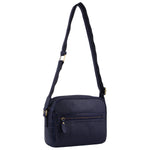 Pierre Cardin Croc-Embossed Leather Cross Body Bag - Navy