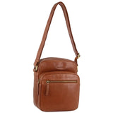 Pierre Cardin Rustic Leather Cross Body bag - Dark Tan