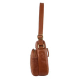 Pierre Cardin Rustic Leather Cross Body bag - Dark Tan