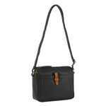 Pierre Cardin Ladies Leather Square Crossbody Bag - Black