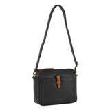 Pierre Cardin Ladies Leather Square Crossbody Bag - Black