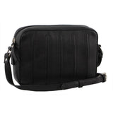 Pierre Cardin Leather Stitch-Design Camera Bag - Black